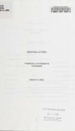 Montana Lottery financial statements (unaudited) March 31, 2002_cover