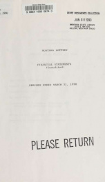 Montana Lottery financial statements (unaudited) March 31, 1990_cover