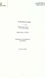 Montana Lottery financial statements (unaudited) June 30, 2005_cover