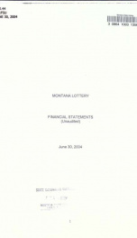 Montana Lottery financial statements (unaudited) June 30, 2004_cover