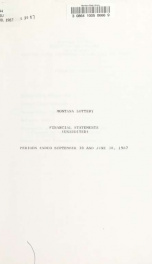 Montana Lottery financial statements (unaudited) June 30, 1987_cover