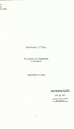 Montana Lottery financial statements (unaudited) December 31, 2006_cover