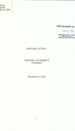 Montana Lottery financial statements (unaudited) December 31, 2005_cover