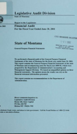 State of Montana general purpose financial statements : financial audit for the fiscal year ended June.. 2002_cover