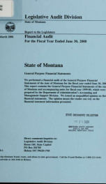 State of Montana general purpose financial statements : financial audit for the fiscal year ended June.. 2000_cover