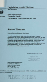 State of Montana general purpose financial statements : financial audit for the fiscal year ended June.. 1999_cover