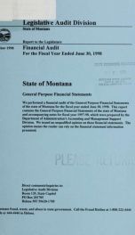 State of Montana general purpose financial statements : financial audit for the fiscal year ended June.. 1998_cover