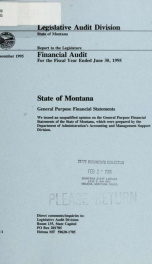 State of Montana general purpose financial statements : financial audit for the fiscal year ended June 30, 1995 1995_cover