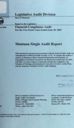 Montana single audit report, financial-compliance audit for the two fiscal years ended .. 2004_cover