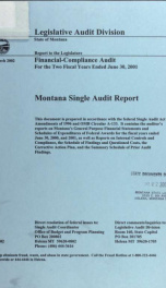 Montana single audit report, financial-compliance audit for the two fiscal years ended .. 2002_cover