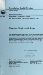 Montana single audit report, financial-compliance audit for the two fiscal years ended .. 2000_cover