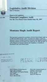 Montana single audit report, financial-compliance audit for the two fiscal years ended .. 1998_cover