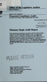 Montana single audit report, financial-compliance audit for the two fiscal years ended June 30 .. 1994_cover