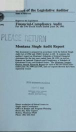 Montana single audit report, financial-compliance audit for the two fiscal years ended June 30 .. 1992_cover