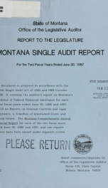 Montana single audit report, financial-compliance audit for the two fiscal years ended June 30 .. 1988_cover