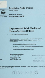 Department of Public Health and Human Services (DPHHS) Audit and Compliance Bureau ; performance audit 1999_cover