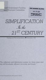 Simplification in the 21st century : findings and recommendations 2000_cover