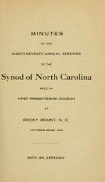 Minutes of the ... annual sessions of the Synod of North Carolina ... [serial] 1910_cover