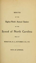 Minutes of the ... annual sessions of the Synod of North Carolina ... [serial] 1902_cover