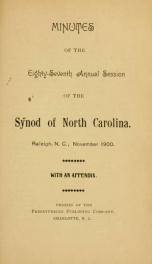 Minutes of the ... annual sessions of the Synod of North Carolina ... [serial] 1900_cover