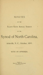 Minutes of the ... annual sessions of the Synod of North Carolina ... [serial] 1899_cover