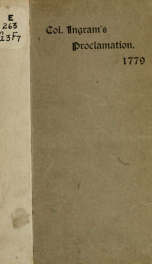 Proceedings of a council of war held at Burke Jail, Georgia, January 14th, 1779, with a narrative of the subsequent proceedings, and the proclamation issued, by Lieut. Col. James Ingram_cover