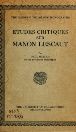 Études critiques sur Manon Lescaut_cover