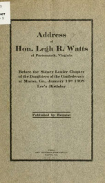 Address of Hon. Legh R. Watts of Portsmouth_cover