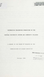 Information processing operations of the Montana university system and community colleges 1986_cover