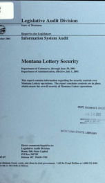 Montana Lottery security 2001_cover
