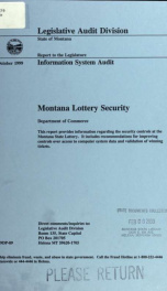 Montana Lottery security, Department of Commerce : information system audit 1999_cover