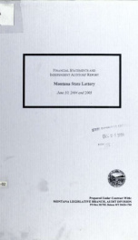Financial statements and independent auditors' report, Montana State Lottery, June 30, .. 2004_cover