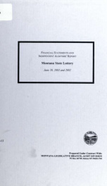 Financial statements and independent auditors' report, Montana State Lottery, June 30, .. 2003_cover
