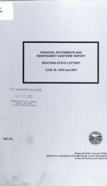 Financial statements and independent auditors' report, Montana State Lottery, June 30, .. 2002_cover