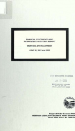Financial statements and independent auditors' report, Montana State Lottery, June 30, .. 2001_cover