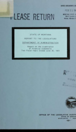 Department of Administration : report on examination of financial statements 1981_cover