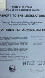 Department of Administration : report on examination of financial statements 1979_cover