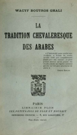 La tradition chevaleresque des Arabes_cover