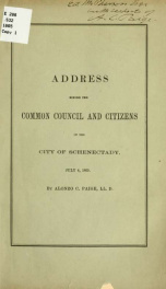 Address before the Common council and citizens of the city of Schenectady, July 4, 1865_cover