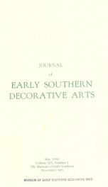 Journal of early southern decorative arts [serial]_cover