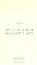 Journal of early southern decorative arts [serial]_cover