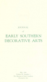 Journal of early southern decorative arts [serial]_cover