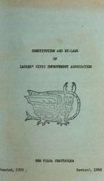 Constitution and by-laws of the Ladies' civic improvement association, New Piasa Chautauqua_cover