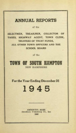 Annual report of the Town of South Hampton, New Hampshire_cover