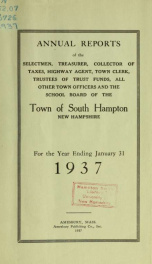 Annual report of the Town of South Hampton, New Hampshire_cover