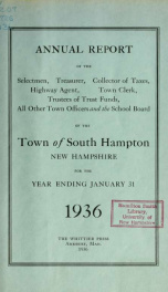 Annual report of the Town of South Hampton, New Hampshire_cover