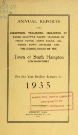 Annual report of the Town of South Hampton, New Hampshire_cover