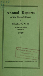 Annual reports of the Town of Sharon, New Hampshire_cover