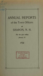 Annual reports of the Town of Sharon, New Hampshire_cover