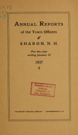 Annual reports of the Town of Sharon, New Hampshire_cover